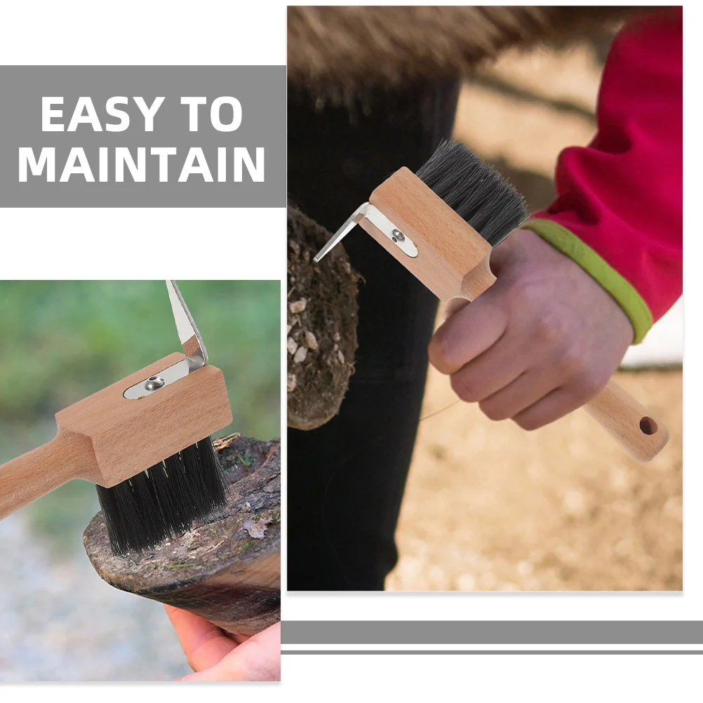 2 قطعة فرشاة حافر مقبض خشبي شعيرات ناعمة أداة حافر الحصان المتينة حيوانات المزرعة مهام تنظيف صعبة العناية بالخيول