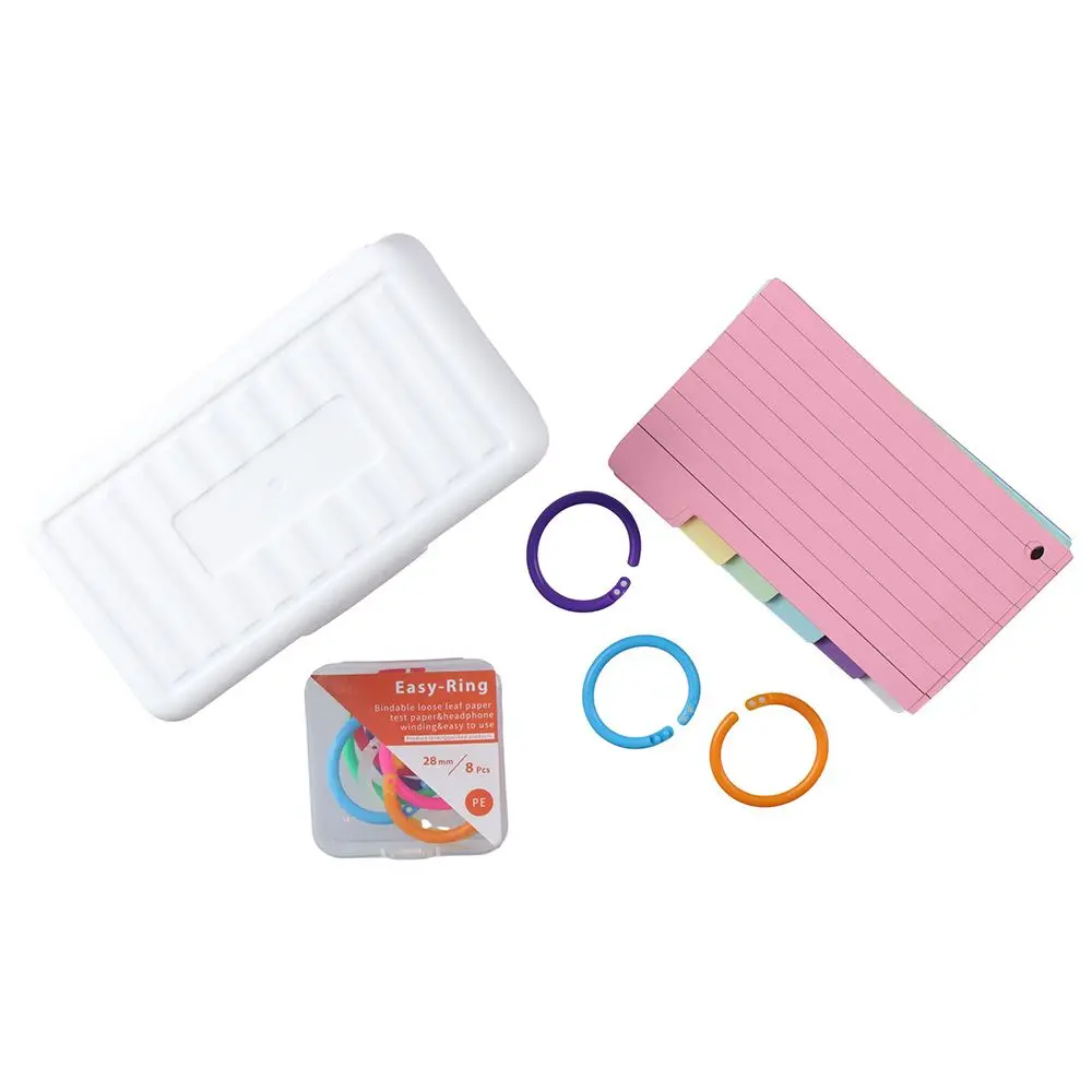 

150PCS Tabbed Index Cards Flash Card Dividers Cards with Storage Box and 8PCS Rings for Office Business Desk Organizers
