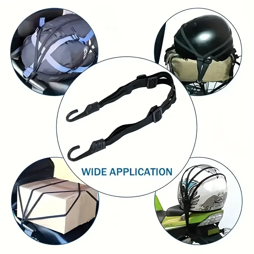 1Pc Versatile Durable Sleek Motorcycle Elastic Helmet Mesh Net with Safety Hook Suitcase Strap for Daily Travel
