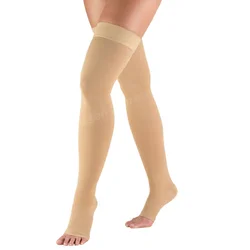 2PCS 20-30 mmHg Open Toe Compression Socks Thigh High Compression Stockings Non-Slip Leg Support for Varicose Veins Edema Unisex