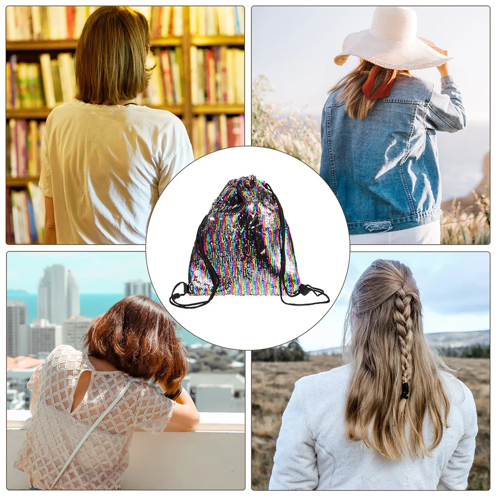 2 قطعة حورية البحر الترتر الرباط على ظهره بريق رياضة الشاطئ الرياضة في الهواء الطلق Sackpack عكسها حمل حقيبة للنساء #4