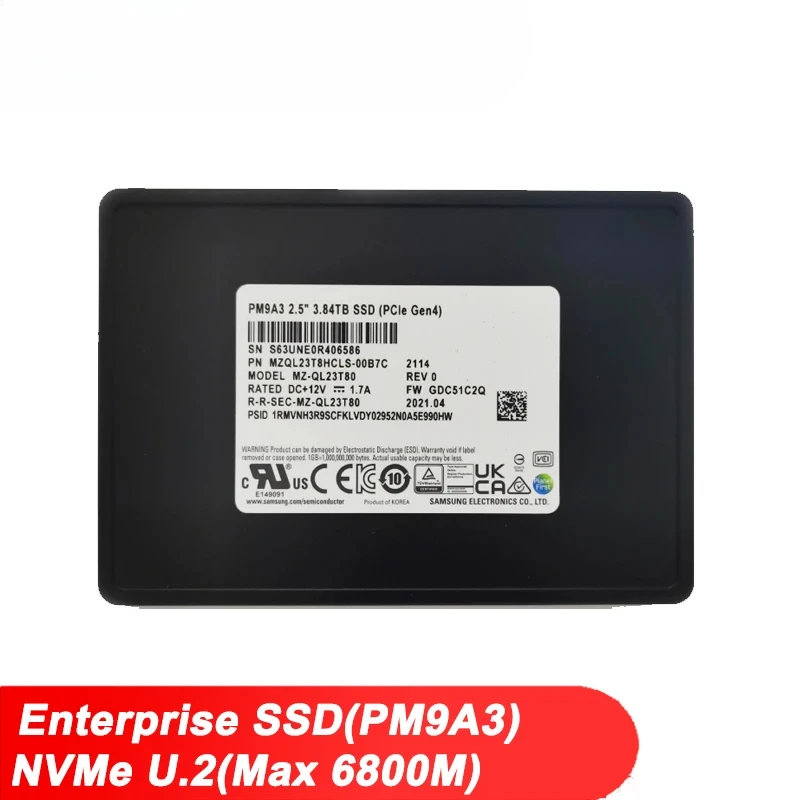 SAMSUNG PM9A3 NVMe U.2 Enterprise SSD 960GB 1.92TB 3.84TB 7.68TB 15.36TB Internal Solid State Disk Hard Disk HDD HD for Server