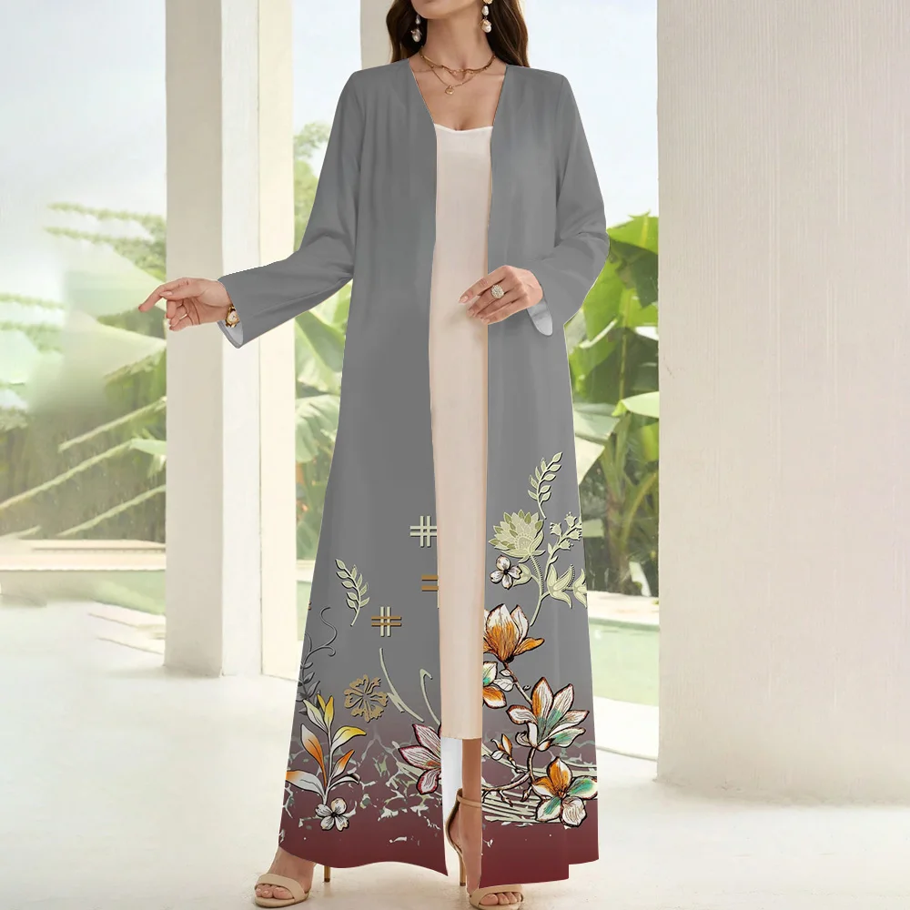 Fashion Muslim Femme Open Kimono Abaya Long Sleeve Two Pieces Cardigan Abaya Dubai Turkey Islam Clothing Kaftan Dress Kebaya