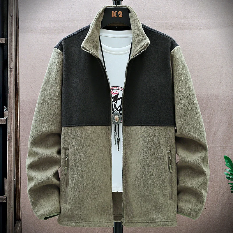 

Autumn Winter Open Cardigan Sweatirt Fce Jaet Men's Loose Casual Stand Collar Top Youth Faion Warmth Outerwear