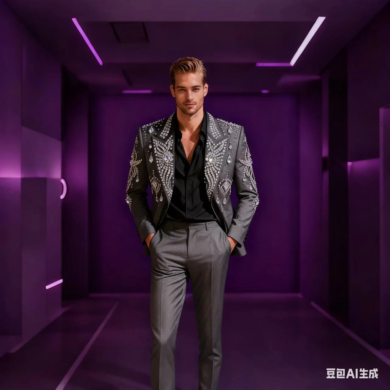 Ensemble de costume 2 pièces pour hommes, cristaux bleus, veste, Blazer, pantalon, smoking de mariage, coton Jacquard, manteau formel de fête au bureau, personnalisé