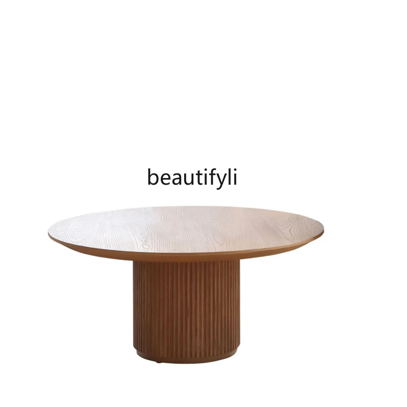 

Nordic Modern Ins Solid Wood Tea Table Ash round Height Combination Size round Tea Table