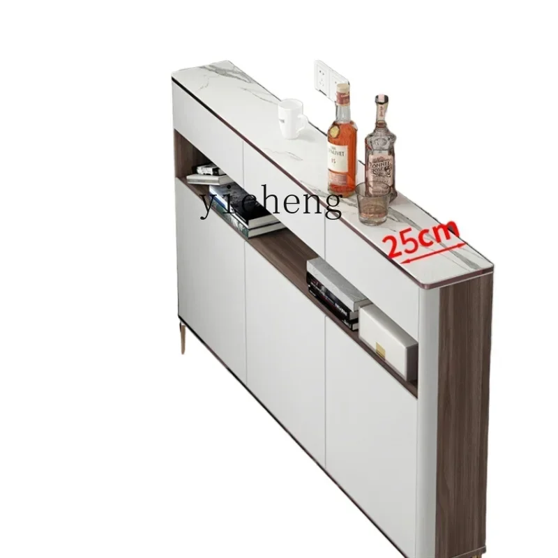 ultra-thin dining side cabinet, light luxury integrated, very narrow storage tea cabinet against the wall