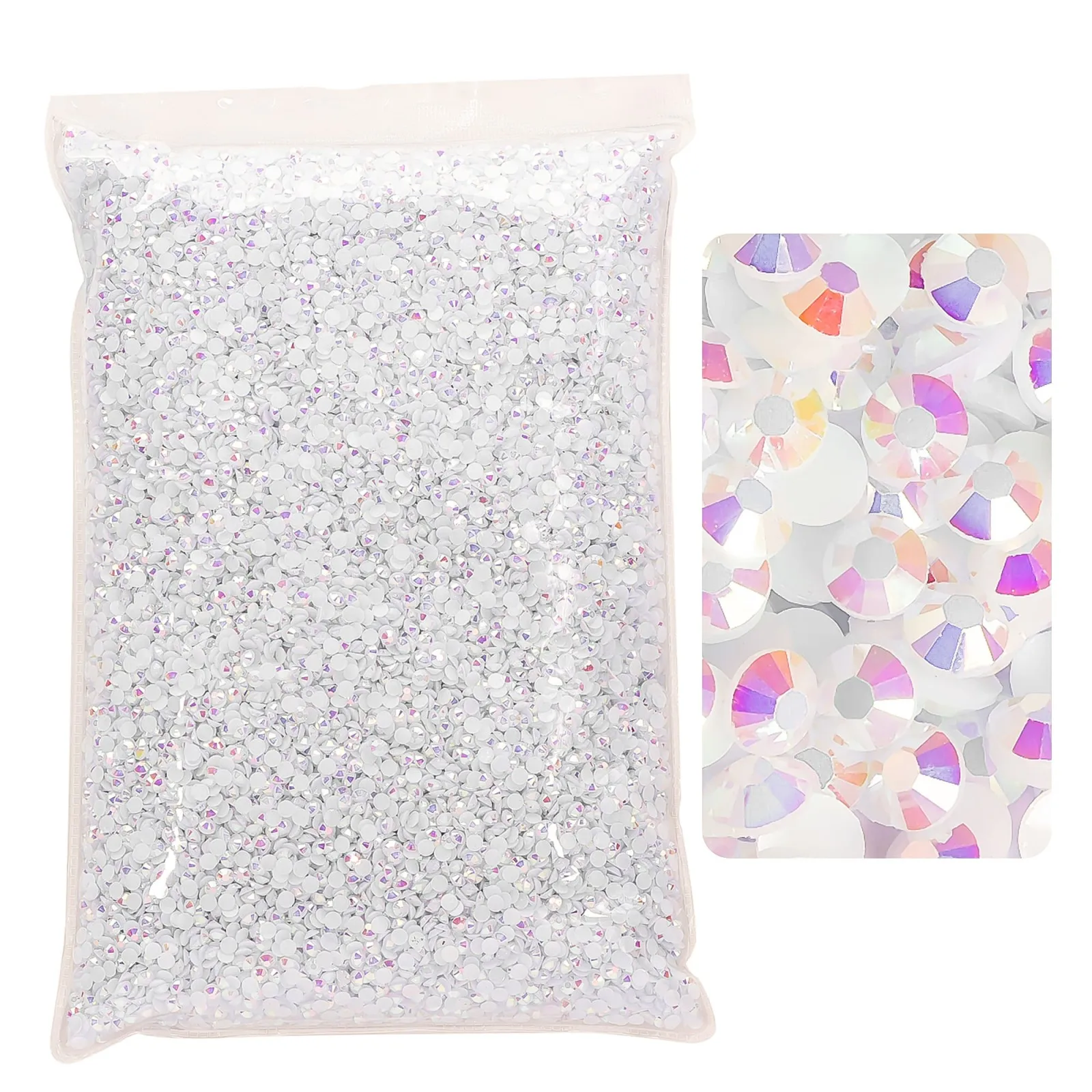 Weiße AB Flatback Resin Jelly Strass-Steine 2mm 3mm 4mm 5mm 6mm – Kunstperlen für Bastelarbeiten, DIY, Nagelkunst und Charms-Zubehör – Detail 5
