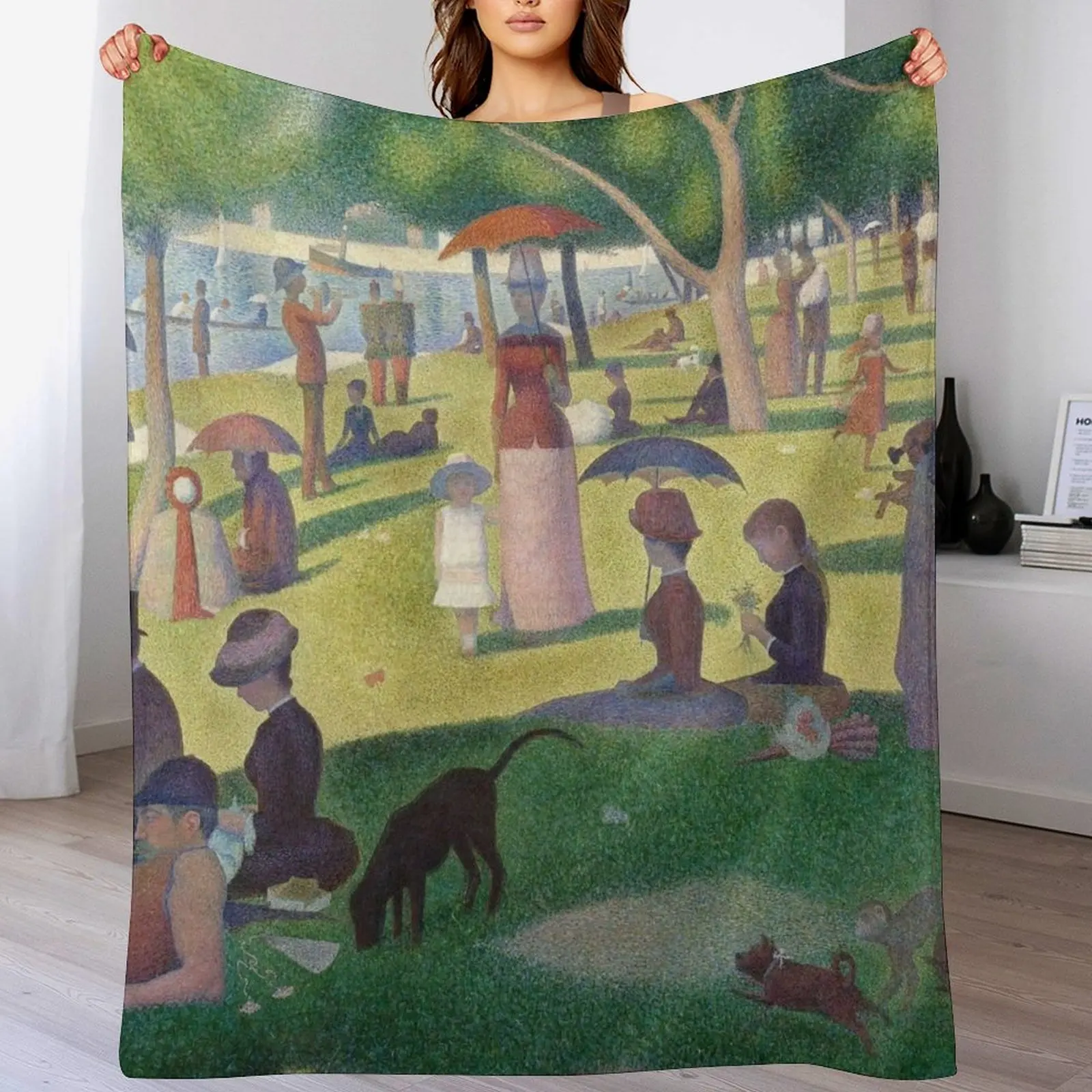 A Sunday on La Grande Jatte, Georges Seurat, 1886 Throw Blanket Large Decorative Throw Personalized Gift Blankets