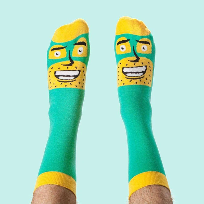 Creative Cartoon Funny Bearded Man Crew Socks Unisex Men Women Cotton Fashion Street Stockings Casual Couple Long Socks Gifts