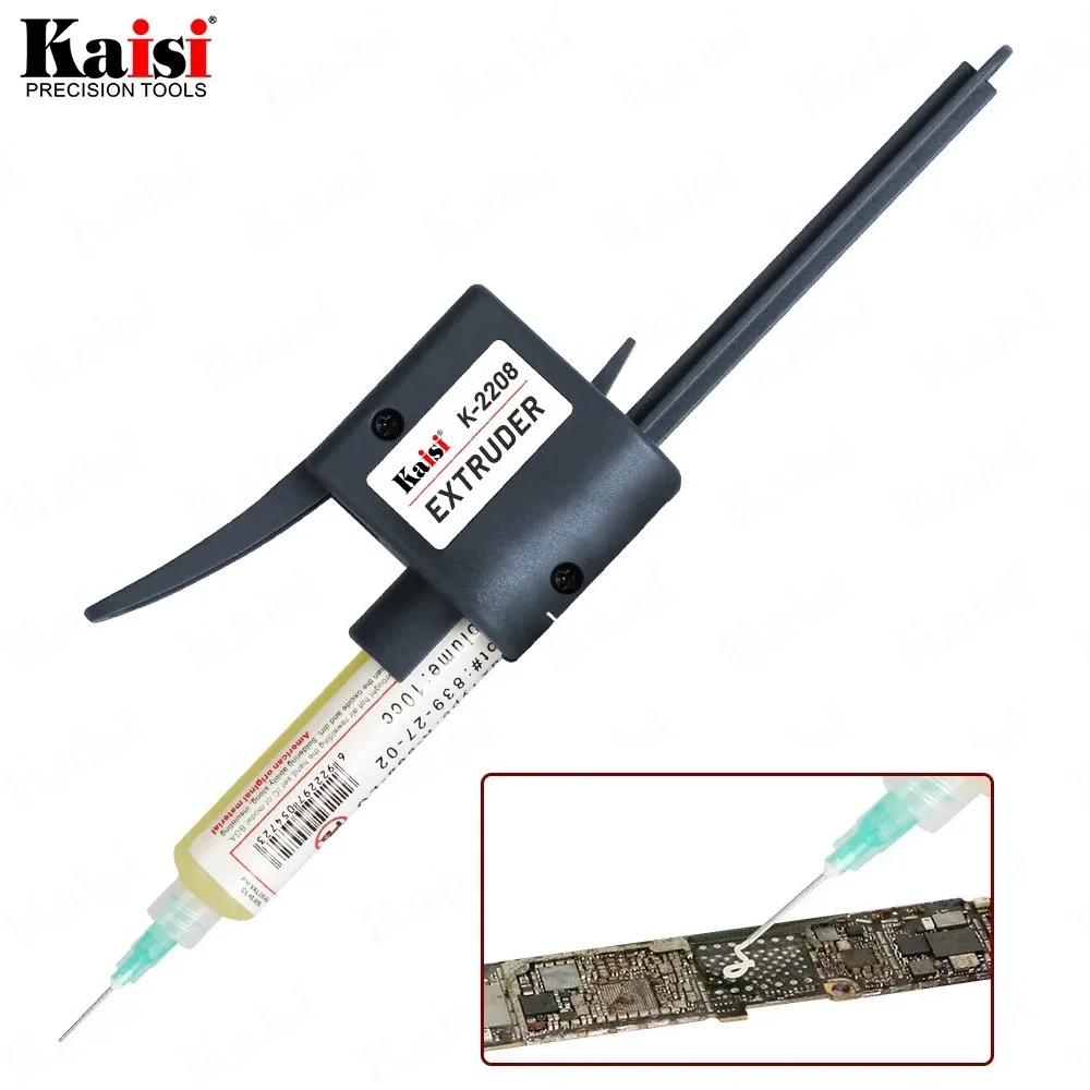 Kaisi K-2208 Labor-saving Manual Glue Gun with 2pcs Needles for Mobile Phone Welding Oil Booster Flux Soldering Paste Pusher