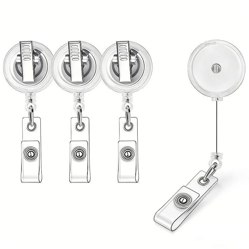 1 PC Retractable Pull Badge Reel Plastic ID Lanyard Name Tag Key Ring Chain Clips Hospital Nurse Badge Holder Credential Holder