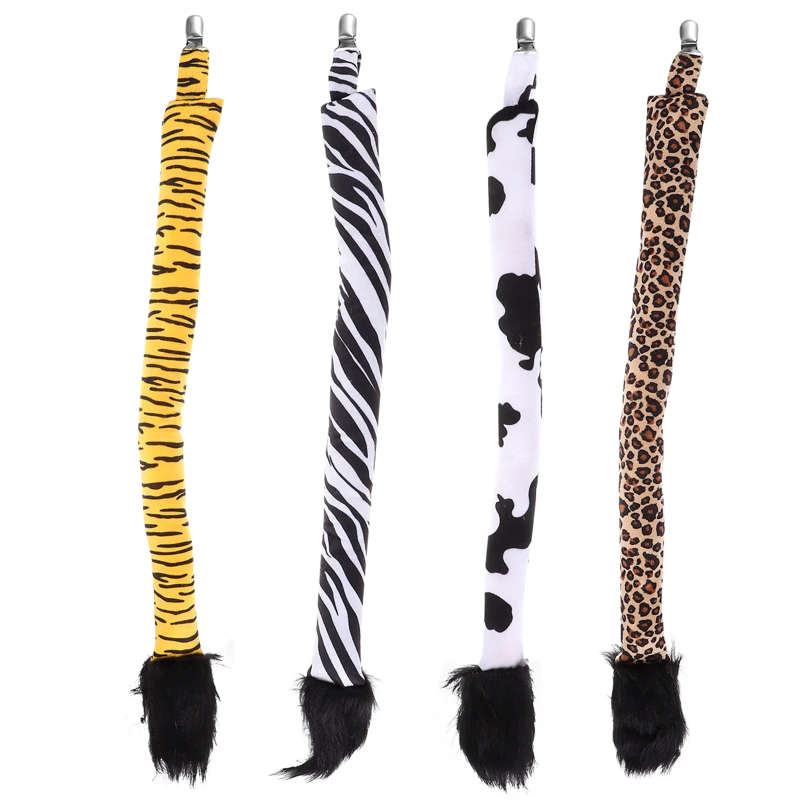 4 Pcs Tail Animal Costume Prop Accessories Tiger Fabric Performance Accessory Child