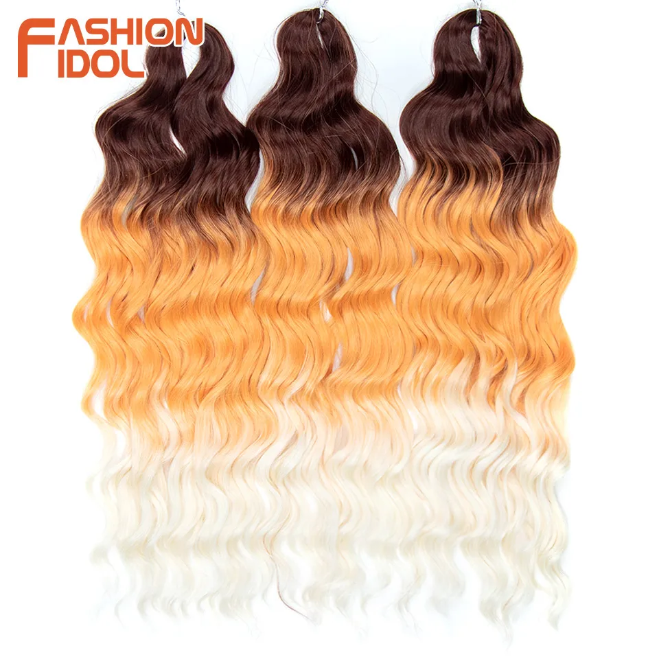 Anna 24-inch synthetisch haar Watergolf Vlechten Haarextensies Ombre Blonde Diepe Golf Afro Curl Twist Gehaakt haar voor dames