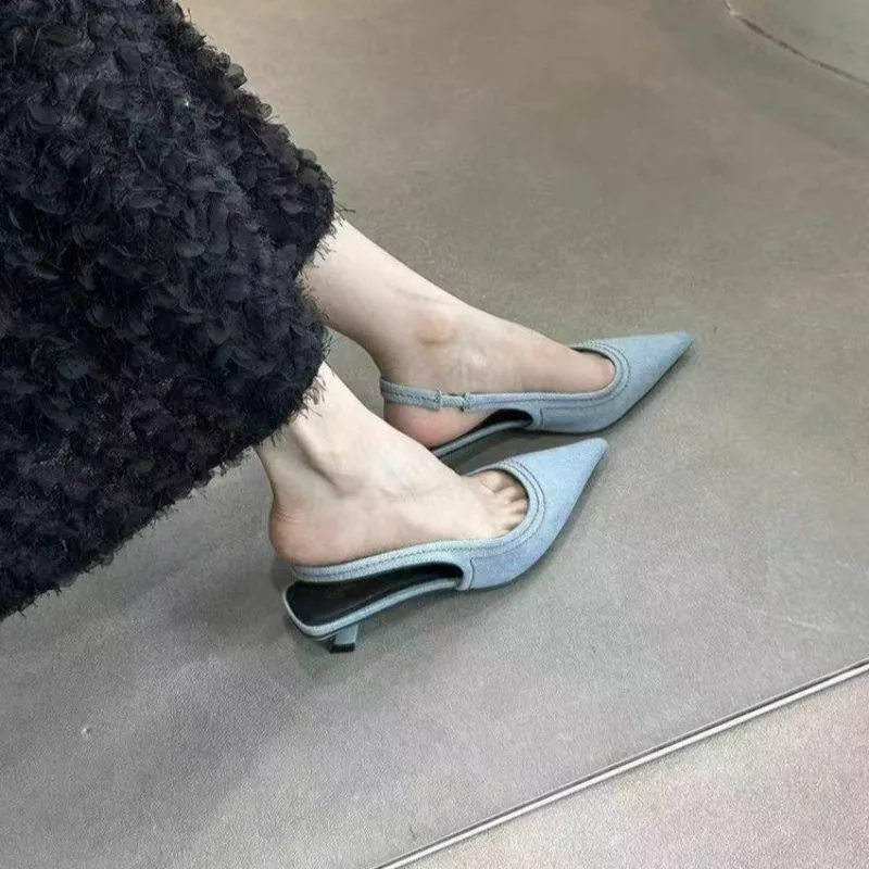 Damskie sandały 2024 letnie obcasy z kokardką luksusowe czółenka damskie modne wygodne sandały Slingbacks damskie Zapatos De Mujer