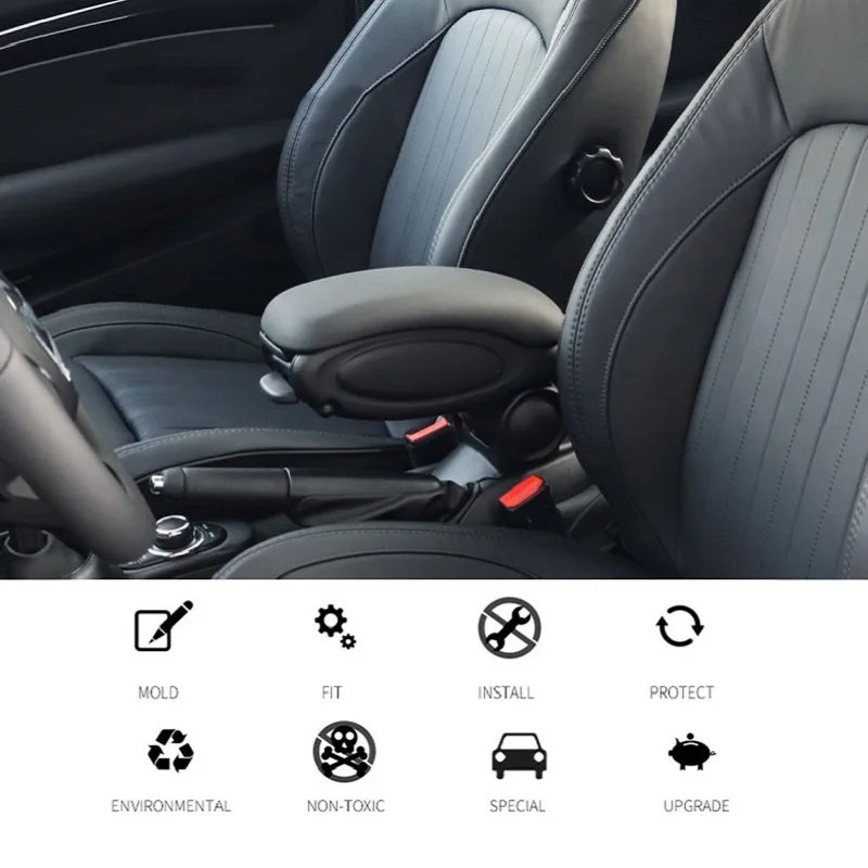 

Для BMW MINI автомобильный подлокотник с центральным управлением, ящик для хранения из АБС-кожи, совместимый с моделями F55 F56 F57, автоаксессуары