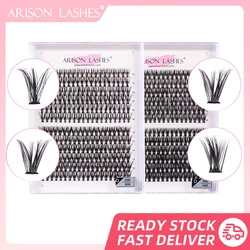 ARISON-Paquete de pestañas en racimo 20D/30D/40D, 12 filas, cola de Milano, segmentado, mechero Natural, suministros de maquillaje, cilios