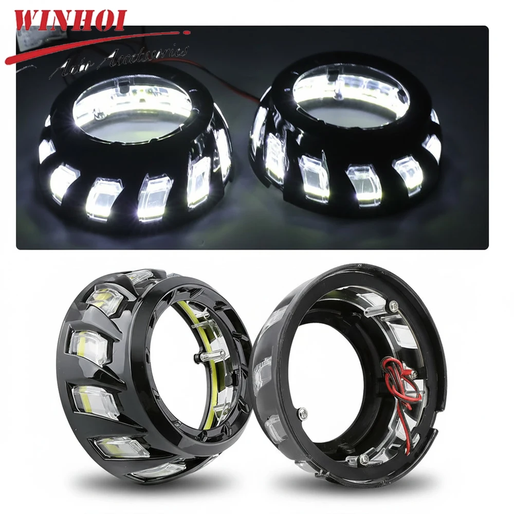 

3Inch Angel Eyes Headlight Projector Shrouds DRL Daytime Running Lights Automotive 3 Inch Lens Mask White Car LED Lens Cover