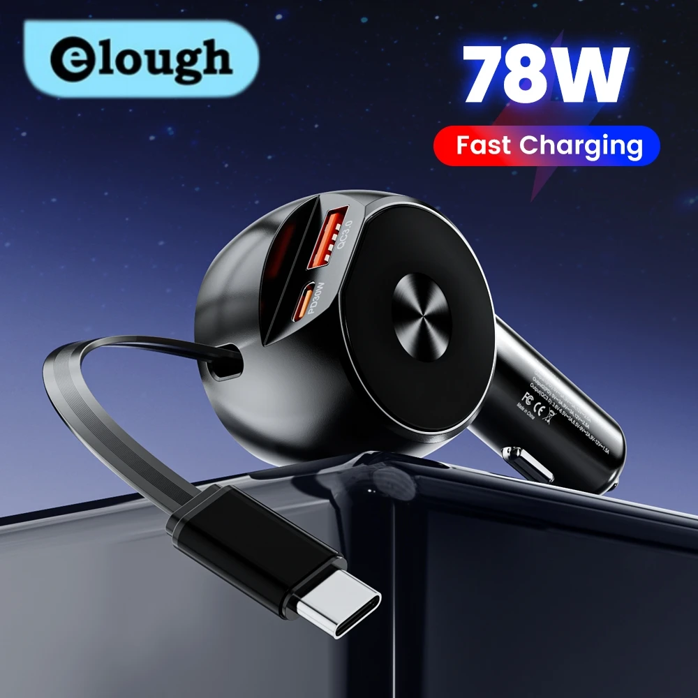 

Elough 60 Вт растягивающийся кабель автомобильное зарядное устройство многофункциональное автомобильное зарядное устройство телескопический кабель автомобильное зарядное устройство для iphone Samsung Xiaomi