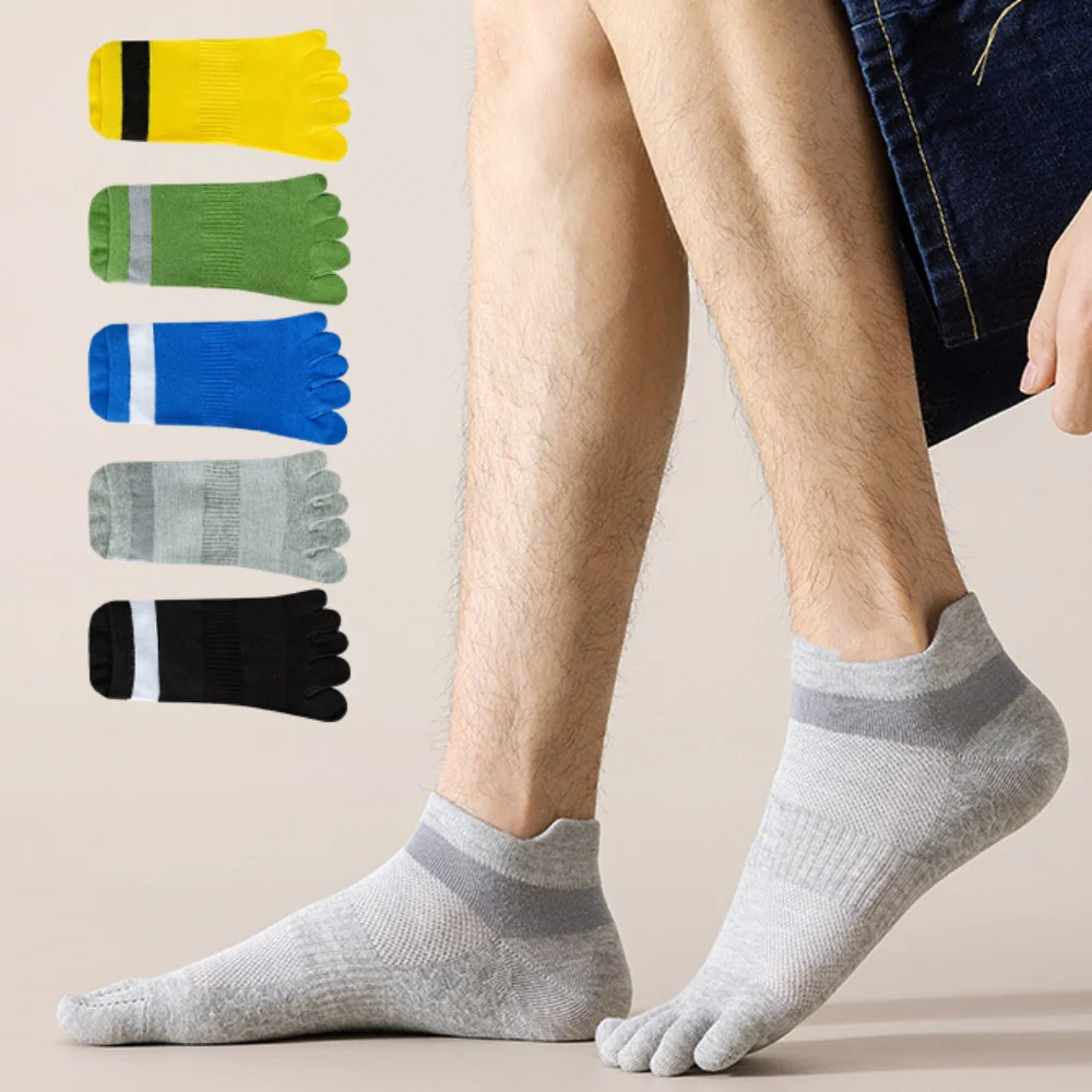 

Comfortable Cotton Men Five Finger Sports Socks Breathable Elastic Men's Five Toes Mesh Socks Split-toed Ankle Hosiery Winter