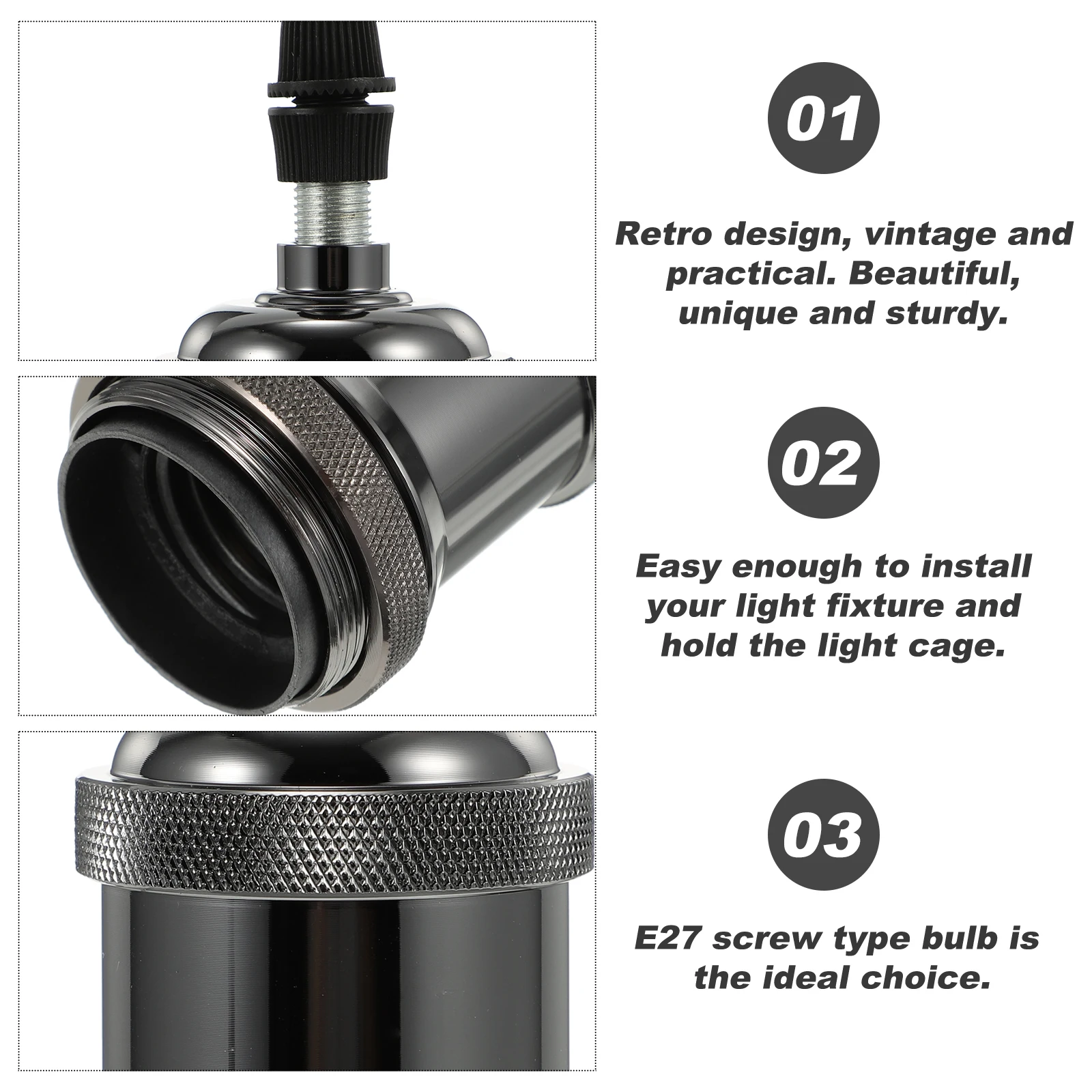 

6 Pcs Retro Aluminum Lamp Head Socket Bulb Light Holder Pendant Lights E27 Bulbs Hanging Screw