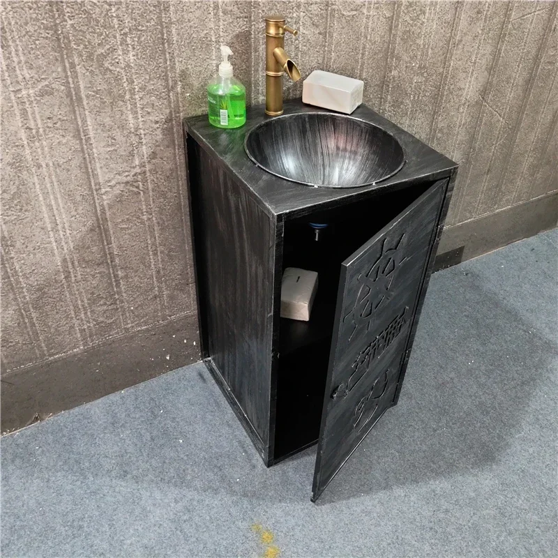 Iron Art Retro Industrial Style Wash Basin Homestay Creative  Storage Cabinet Integrated Pillar Hotel