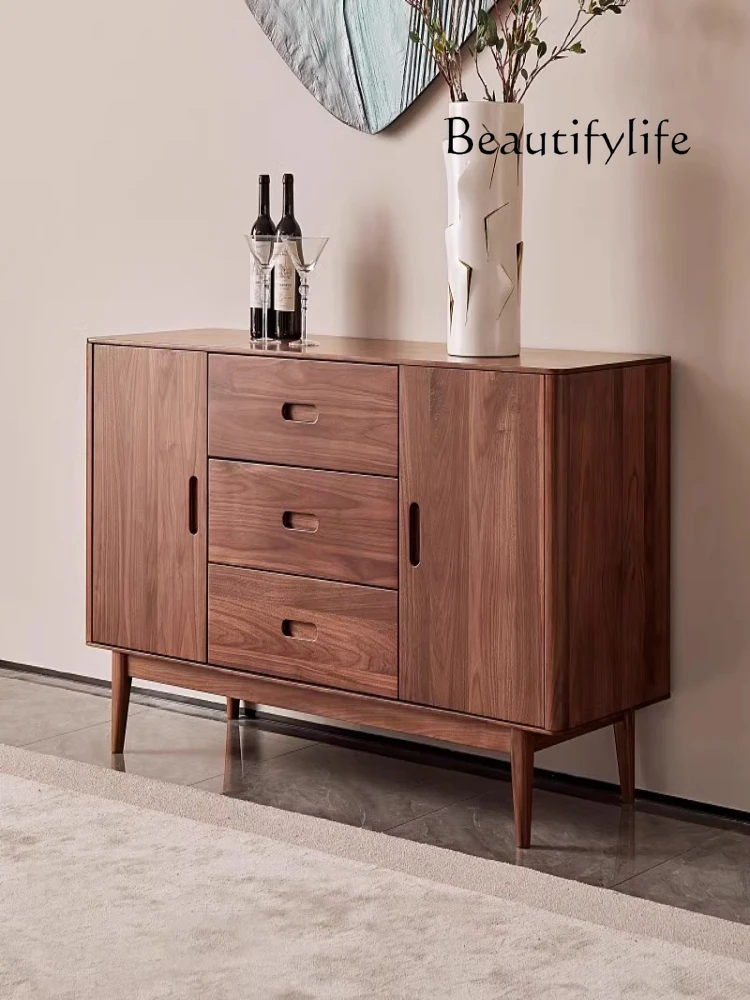 

North America Black Walnut Wood Sideboard Cabinet Modern Simple Hallway Storage Multifunctional Storage Cabinet