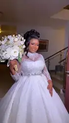 Customized New Fashion High Quality Customize Same Ball Gown Beaded Lace Satin Custom Made Bridal Bride Wedding Dress