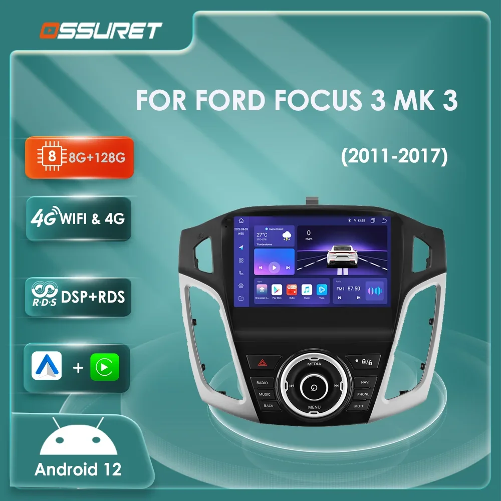 

Android 2din Autoradio 4G DSP Carplay for Ford Focus 3 MK 3 2011-2015 2016 2017 Multimedia Video player GPS Stereo Navi Audio