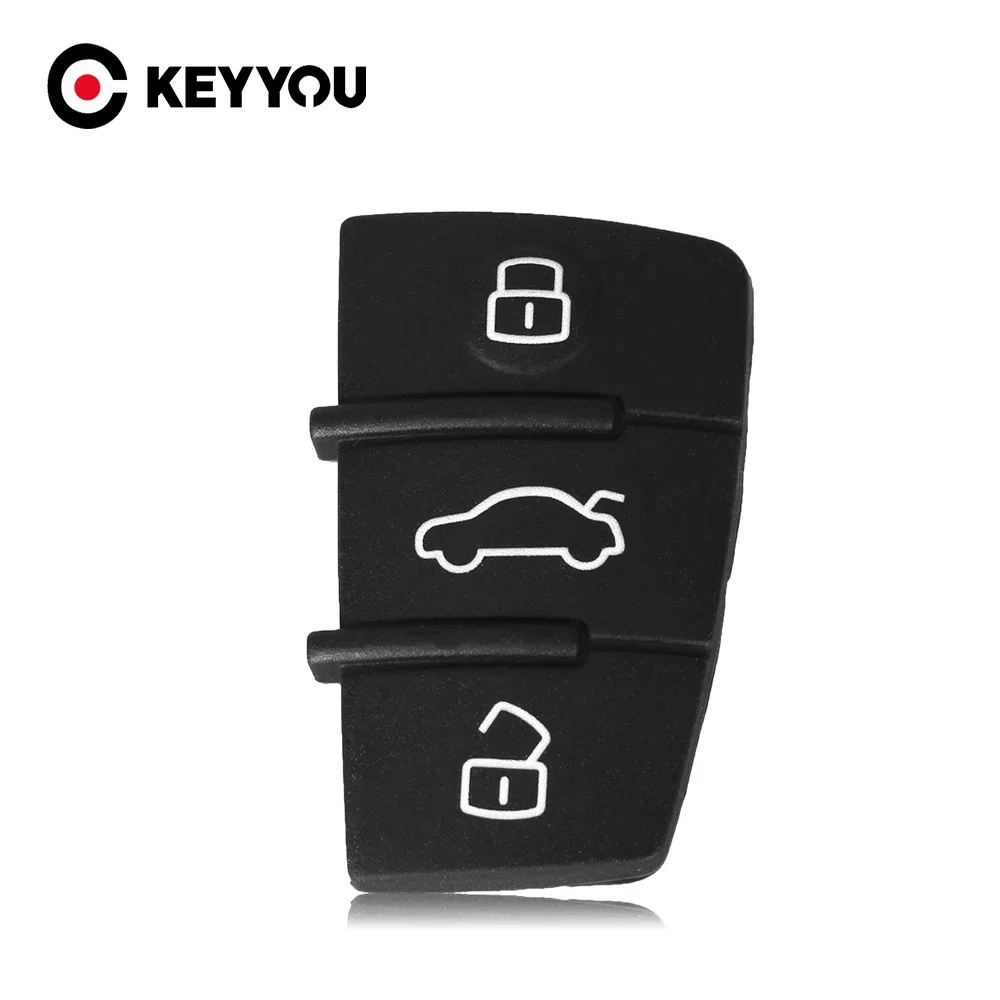 KEYYOU ใหม่ 3 ปุ่มยาง Pad Key Shell Fob สําหรับ Audi A3 A4 A5 A6 A8 Q5 Q7 TT S LINE ฿ Remote Key Case Cover