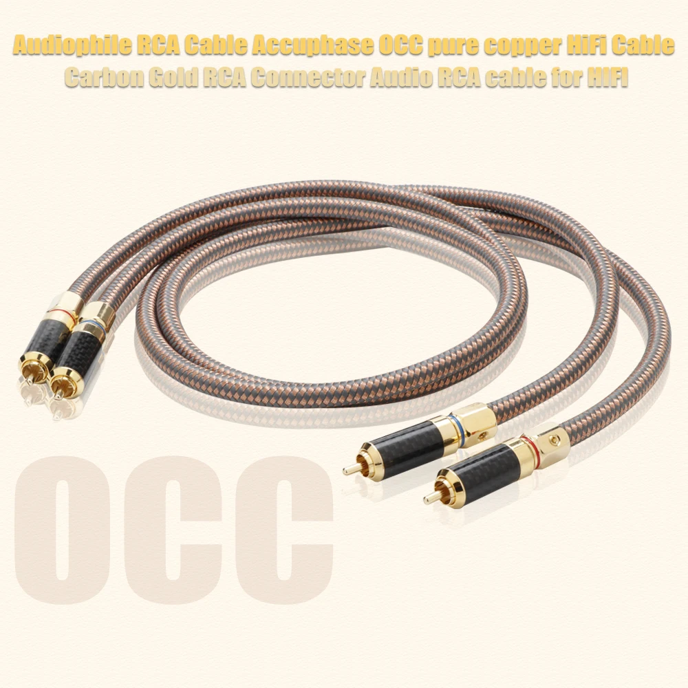 

High-End HiFi RCA Cable Accuphase OCC Conductor Cable with Gold Plated Carbon Fiber RCA Plug for Audio Speakers Amplifier