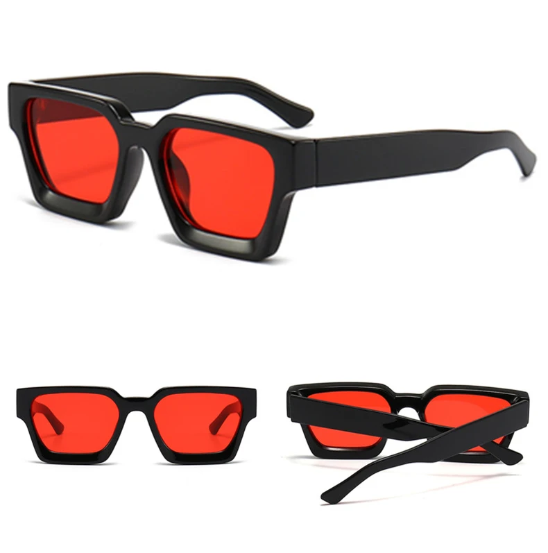 SO&EI Fashion Square Frauen Luxus Sonnenbrille Retro Marke Designer Männer Trend Leopard Blau Grün Sonnenbrille Shades UV400 – Detail 19