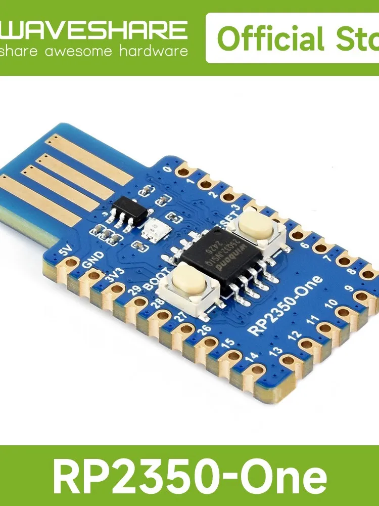 Waveshare RP2350-One, wbudowany układ scalony typu A, płytka MCU z pamięcią Flash 4MB oparta na dwurdzeniowym i dwuarchitekturowym procesorze Raspberry Pi RP2350A — zdjęcie produktu 7