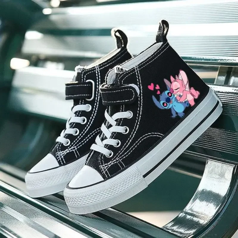 Kids Lilo Stitch Sport Girl High-top  Boys Kid Canvas Shoes Disney Casual Cartoon comfort Shoes Children Print Boys Tennis Shoes