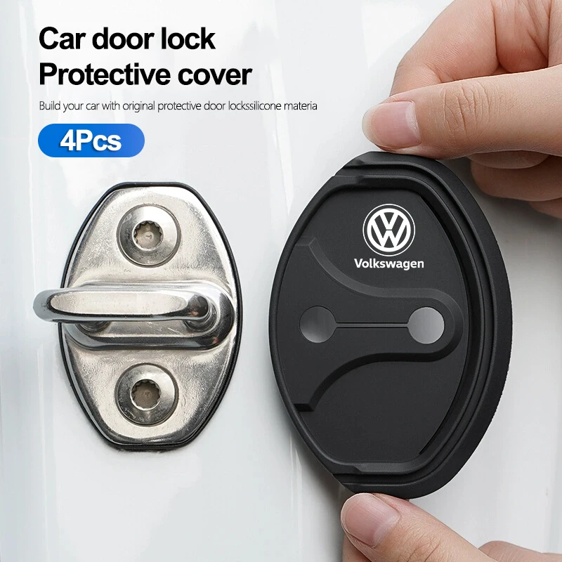 

For VW Polo Tiguan Passat B8 Golf MK7 T5 T4 caddy GTI Touran 4Pcs Black Silicone Door Lock Buckle Protective Cover Shock Pad