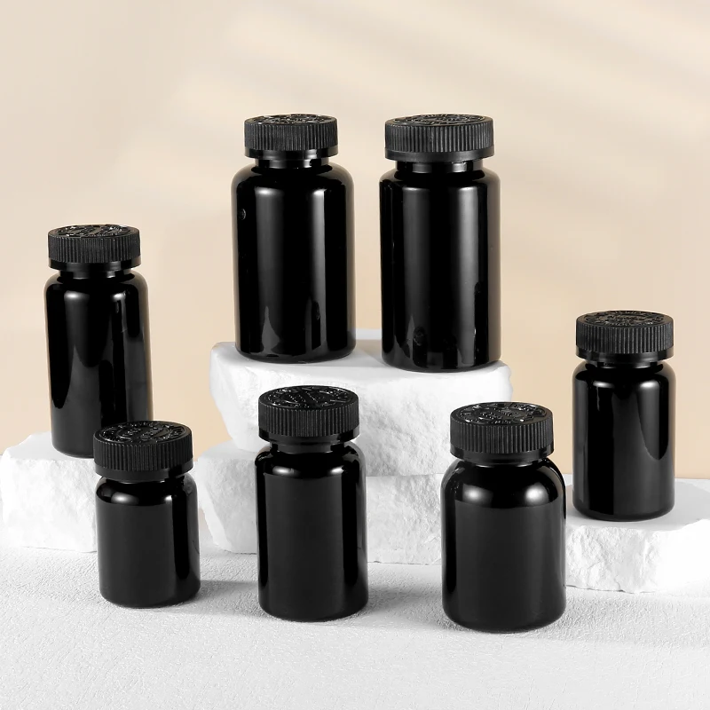 10 pcs black medical grade medicine transparent medicine bottle vases vintage Ready to Stock