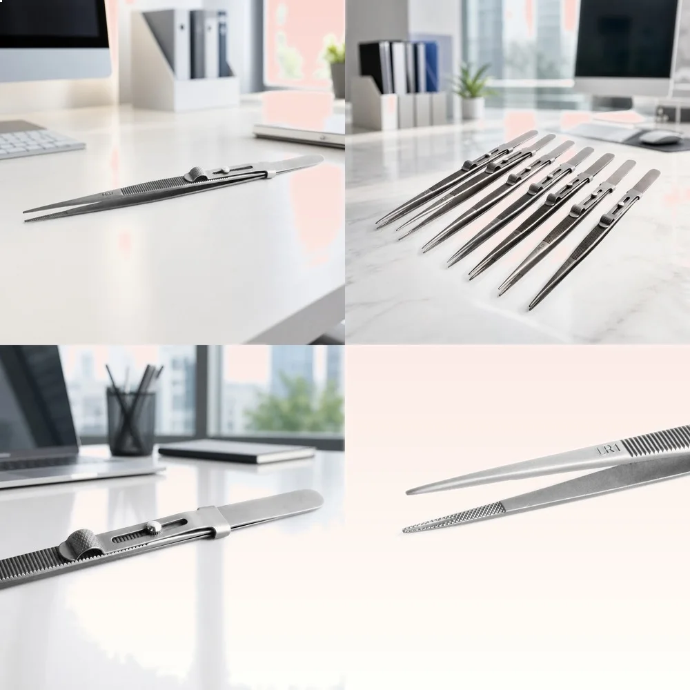 LYSUZ Professional Diamond Tweezers Slide Lock Grooved Tip Loose Gemstone Repair Tool