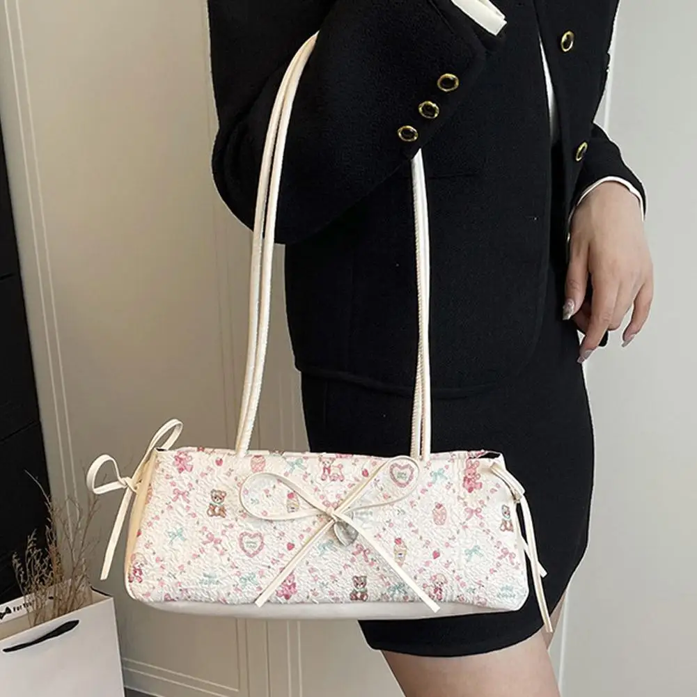 المرأة الحلو القوس الكتف Crossbody المرأة حقيبة لطيف طباعة عادية حمل اليومية ركاب حقيبة كتف الإناث