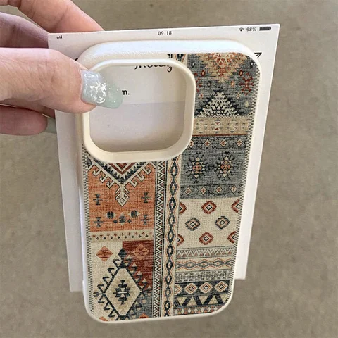 Винтажный чехол для телефона с этническим узором в виде коврика для iPhone 17, 16, 15, 14 Plus, 13, 12, 11 Pro Max, мягкий защитный противоударный чехол в стиле ретро
