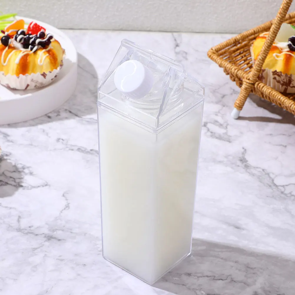 

3pcs Square Milk Cup Fresh Storage Clear Drink Bottles Leak proof Transparent Water Containers Travel Sports