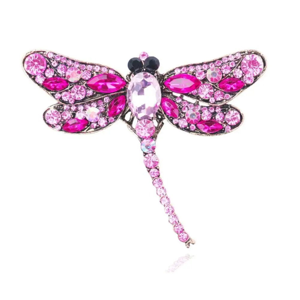 Vintage Crystal Dragonfly Brooches Pin for Women Large Insect Brooch Fashion Dress Coat Collar Pin Jewelry