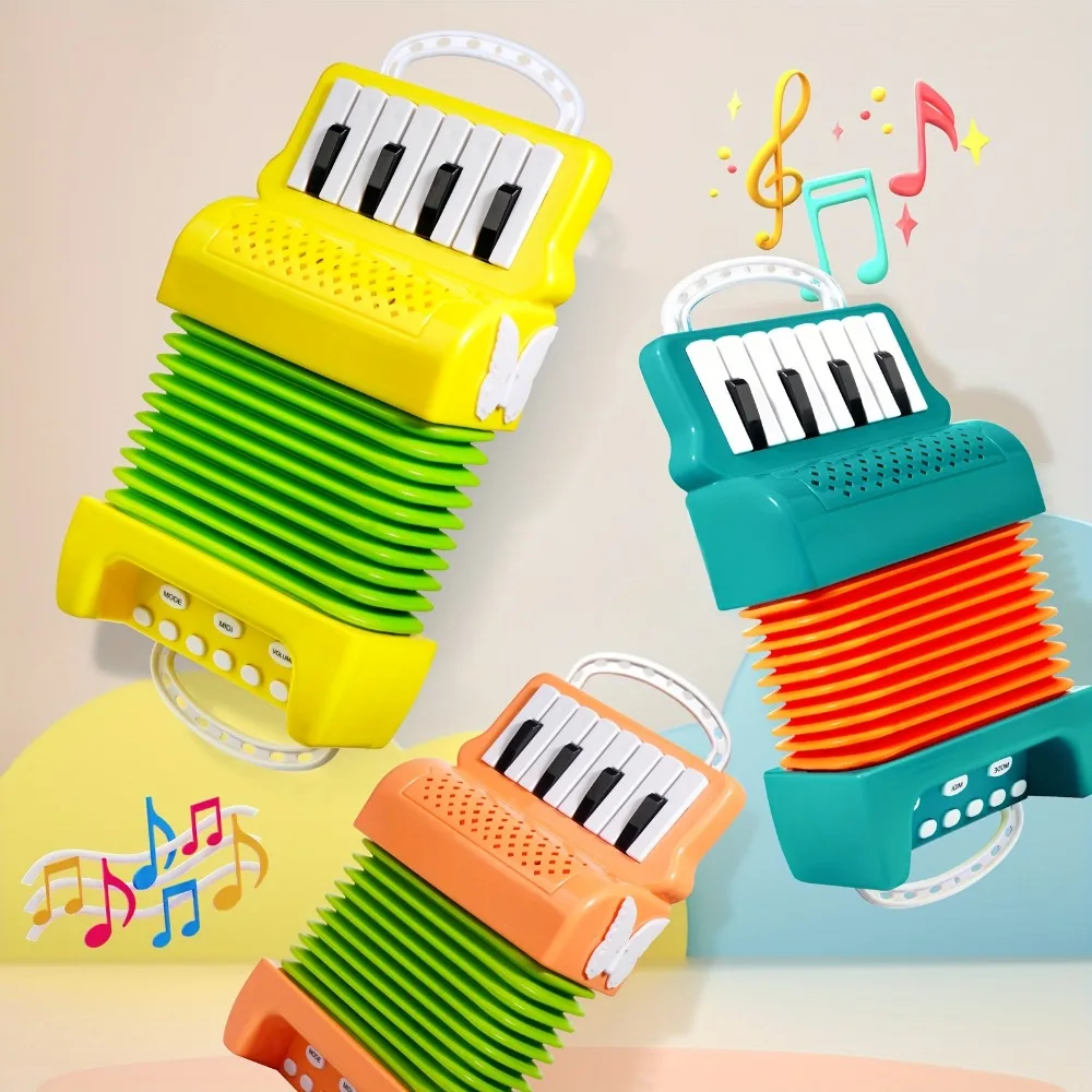 Juguete de acordeón con teclado de 12 teclas para niños pequeños, instrumento Musical, juguetes educativos, regalos de desarrollo de interés musical para niños