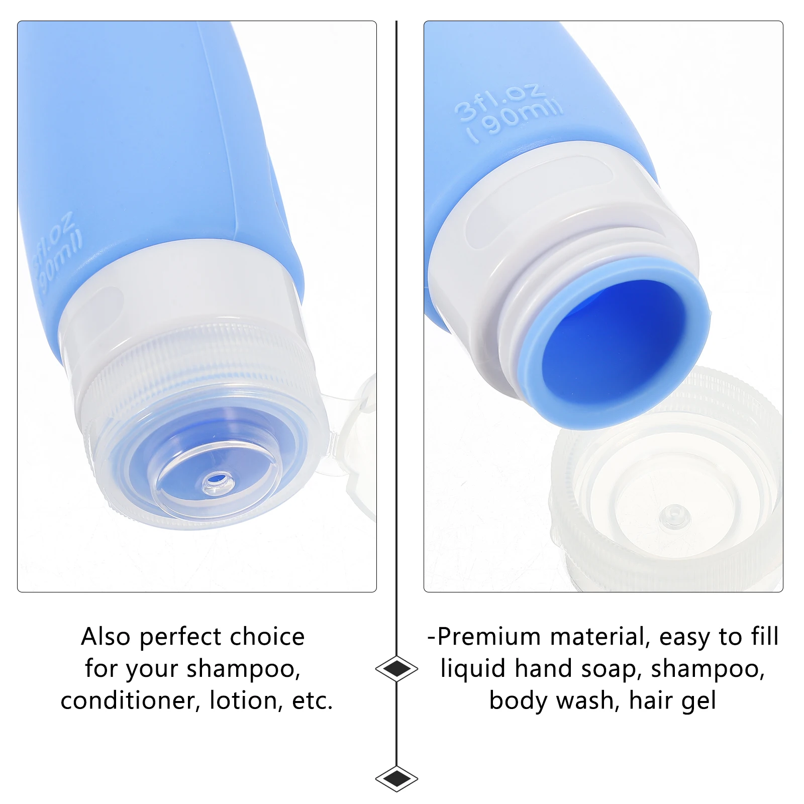 

4 Pcs Silicone Travel Size Bottles Set For Toiletries Refillable Containers Shampoo Lotion Squeezable Travel Bottles