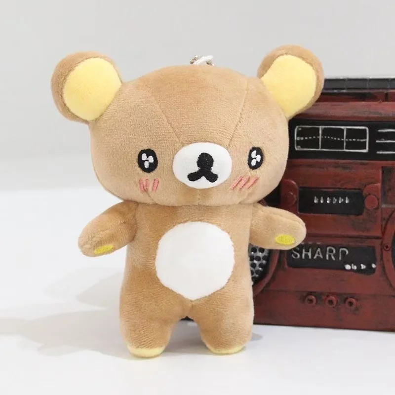 Bonito dos desenhos animados estrela-olho urso relaxado chaveiro pingente de pelúcia urso come saco de pizza pingente presente para amigos