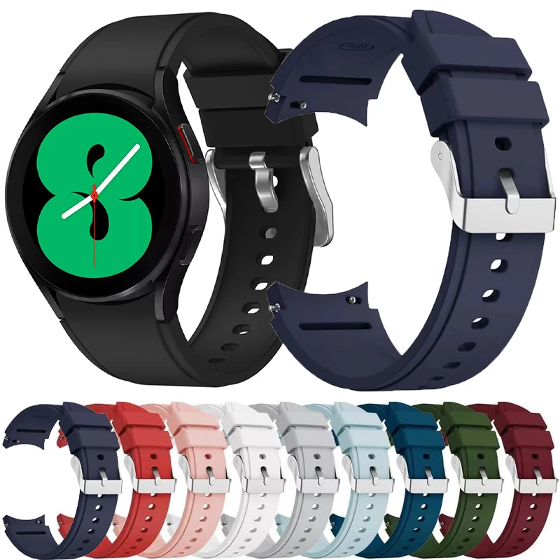 

20mm Silicone band For Samsung Galaxy Watch 4 44mm/40mm/46mm/42mm Round tail fit Wristband Bracelet Galaxy watch 4 Classic strap