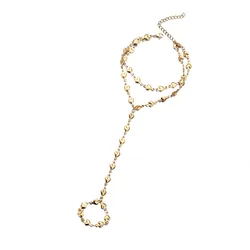 MinaMaMa Slave Bracelet Stainless Steel Heart Shape Chain Finger Bracelets For Women Fashion Heart Finger Hand Chain  Jewelry
