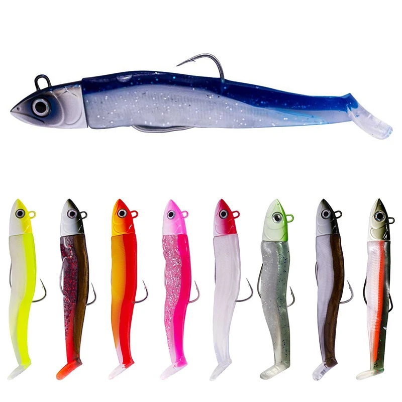 Black Minnow Fishing Soft Baits Pre-mounted Swimbait Fishing Lures Jigged Head Fishing Lures Bass Fishing Wobbler Señuelos