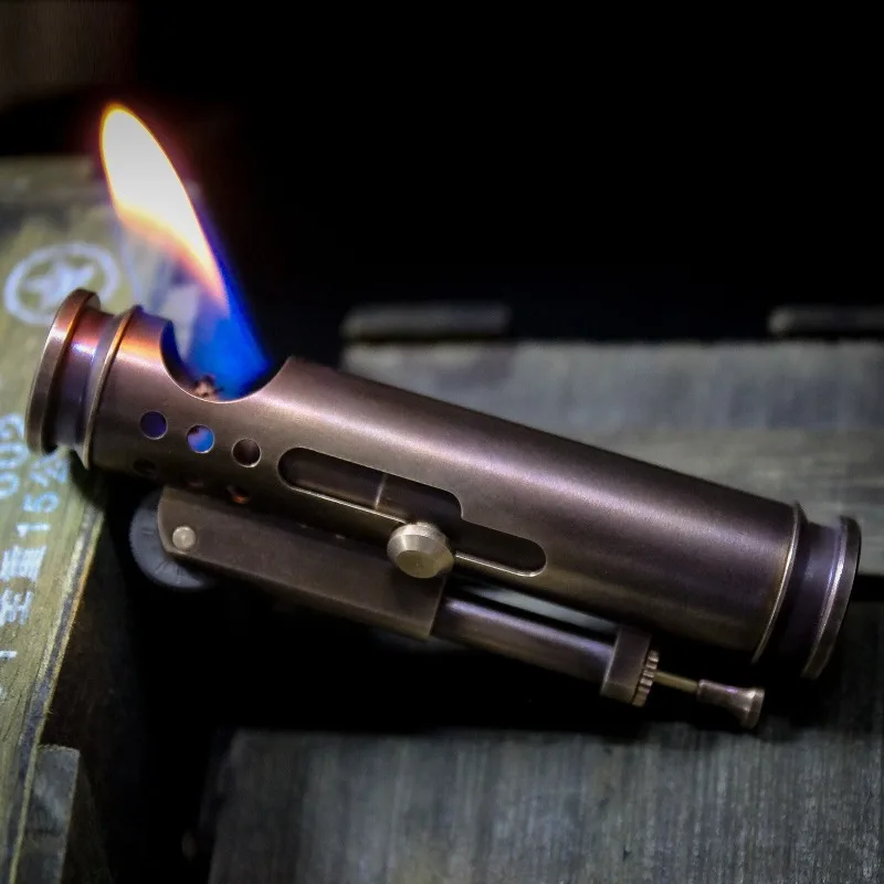 Unusual Shaped Groove Handmade Pure Copper Open Flame Lighter Retro Portable Windproof Series Lighter Smoking Small Tool Gift