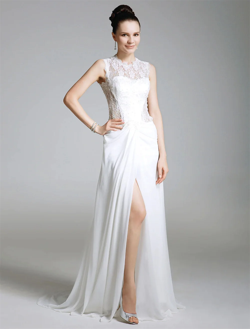 Luxury Gowns Celebrity Dress Styles Inspired by Golden Globe Formal Evening Illusion Neck Sleeveless Sweep Brush Train