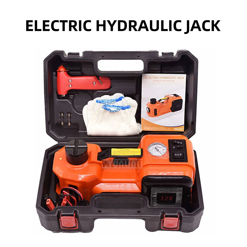 12V Electric Hydraulic Jack for SUVs Portable Tire Changing Lifting Equipment with 1-Touch Auto Descending Function
